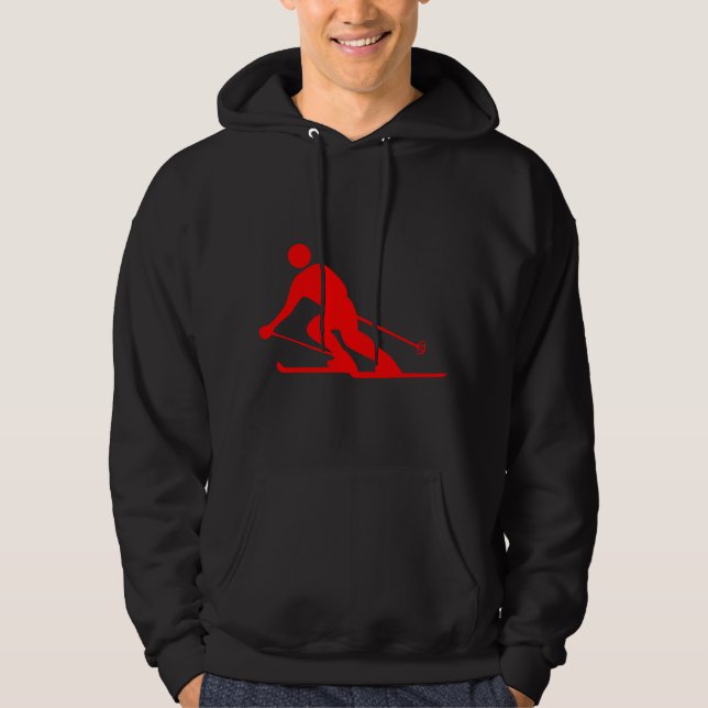 Skiing - Röd Hoodie (Framsida)