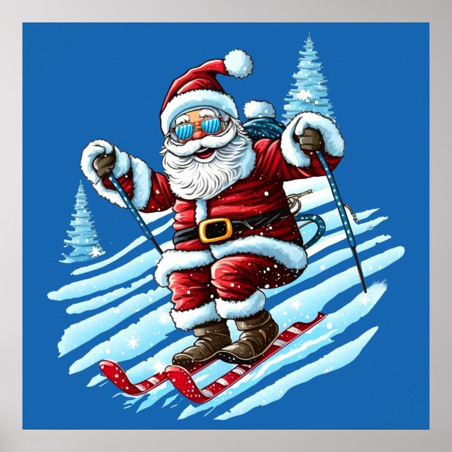 Skiing Santa Poster (Framsidan)