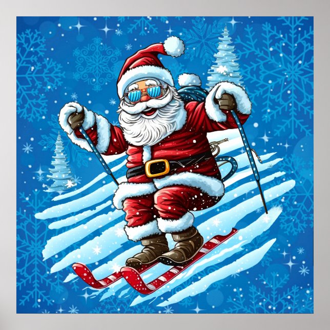 Skiing Santa Poster (Framsidan)