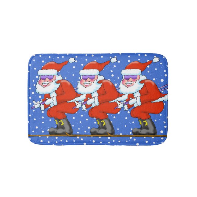 Skiing Santas jul Bath Mat Badrumsmatta (Framsidan)