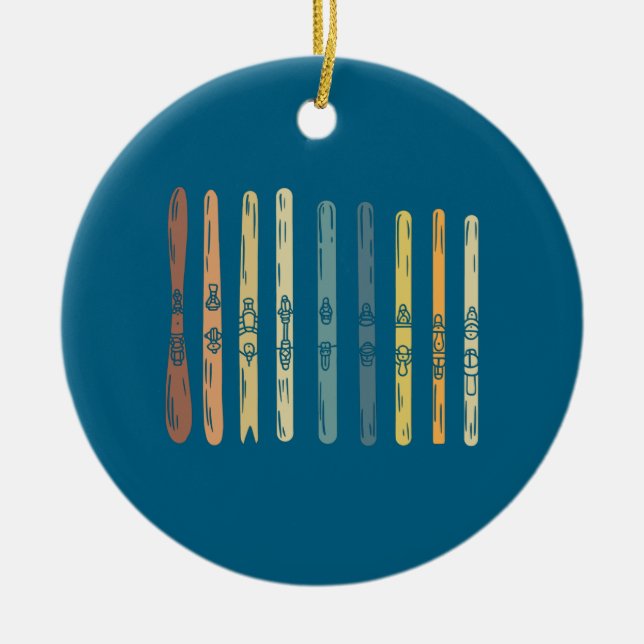 Skiing Ski Boards Gift Julgransprydnad Keramik (Framsidan)