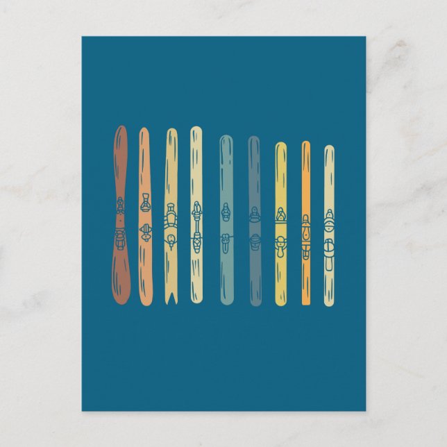 Skiing Ski Boards Gift Vykort (Framsida)