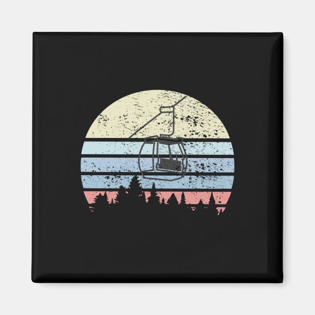 Skiing Ski Hiss Retro Magnet (Framsidan)