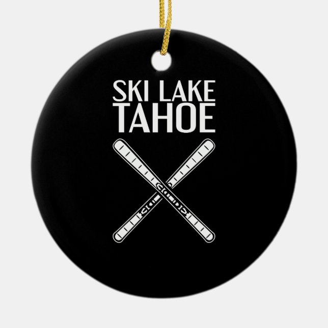 Skiing - Ski Sjö Tahoe Julgransprydnad Keramik (Framsidan)