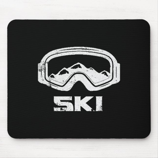 Skiing Ski Snö Mountain Winter Skier Tee Perfekt Musmatta (Framsidan)