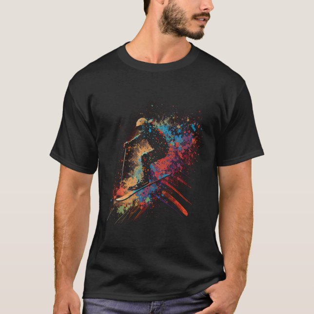Skiing Ski T Shirt (Framsida)