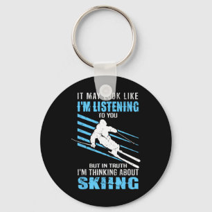 Skiing Skier - Ski Rider - Skiing Nyckelring