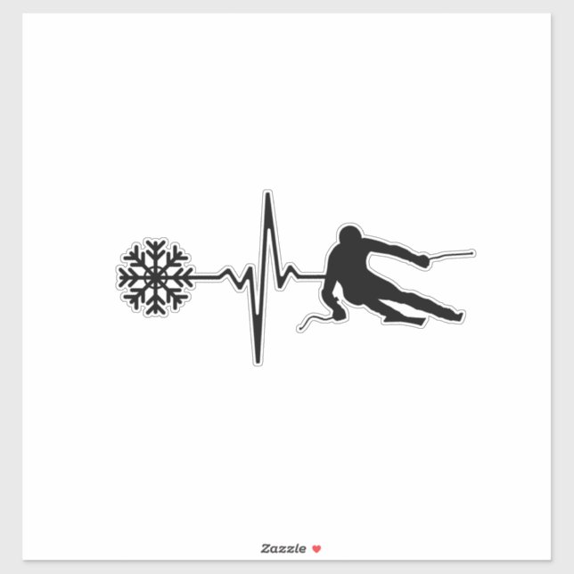 Skiing - Skiing Heartbeat Skier Gift Klistermärken (Ark)