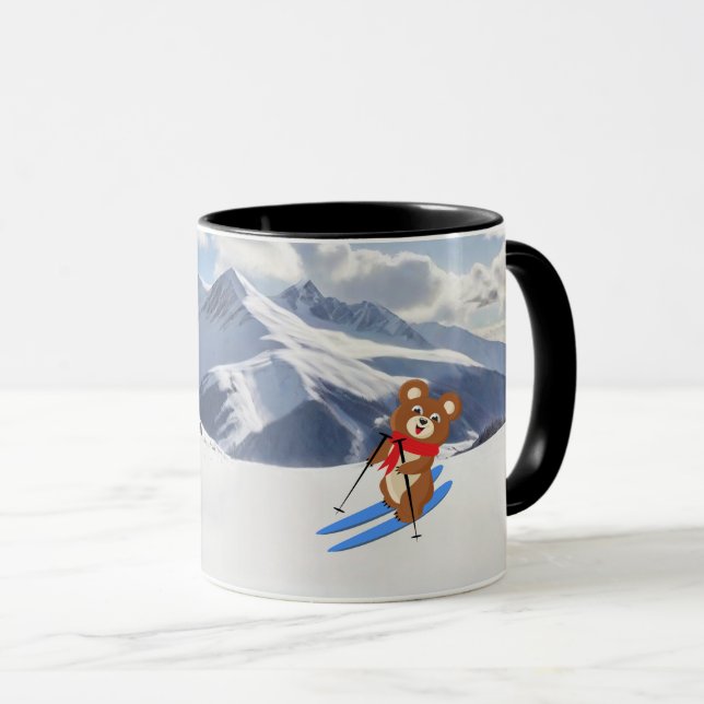 Skiing - Teddy Bear Skier on snow Personalize Mugg (Framsida höger)