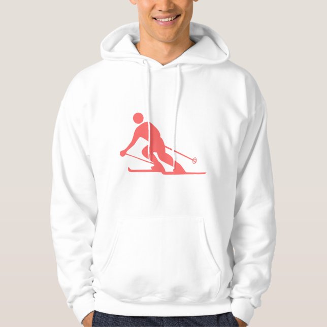 Skiing - Tropisk Rosa Sweatshirt Med Luva (Framsida)