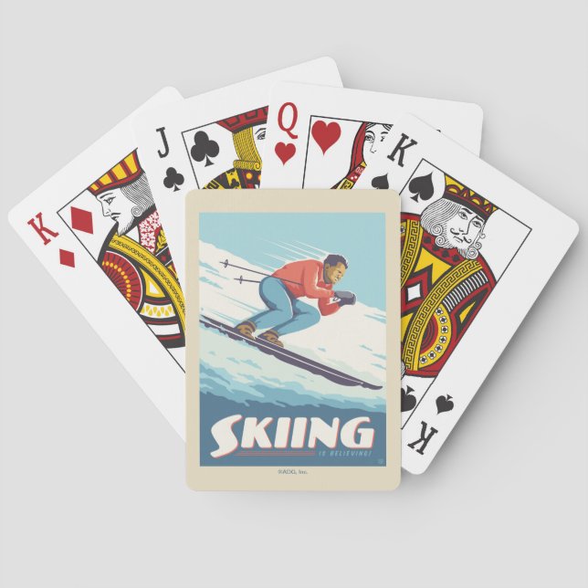 Skiing tror att Retro-utskrift kommer Casinokort (Baksidan)