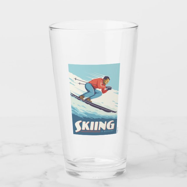 Skiing tror att Retro-utskrift kommer Glaskopp (Framsida)