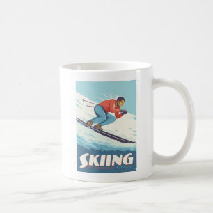 Skiing tror att Retro-utskrift kommer Kaffemugg
