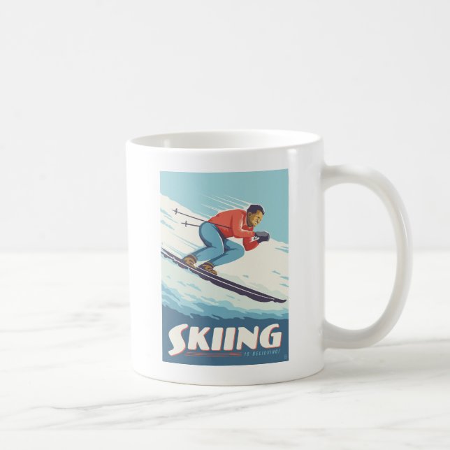 Skiing tror att Retro-utskrift kommer Kaffemugg (Höger)