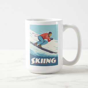 Skiing tror att Retro-utskrift kommer Kaffemugg