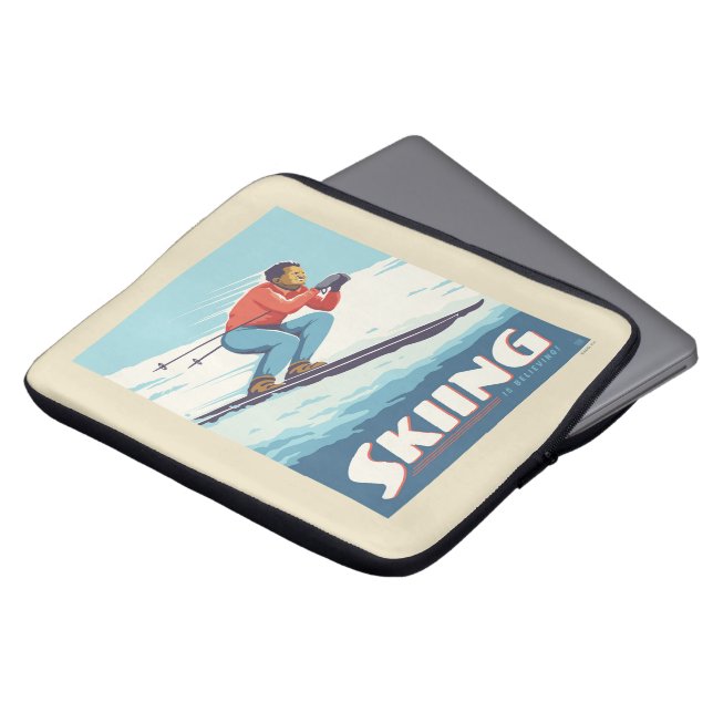 Skiing tror att Retro-utskrift kommer Laptop Fodral (Framsida topp)