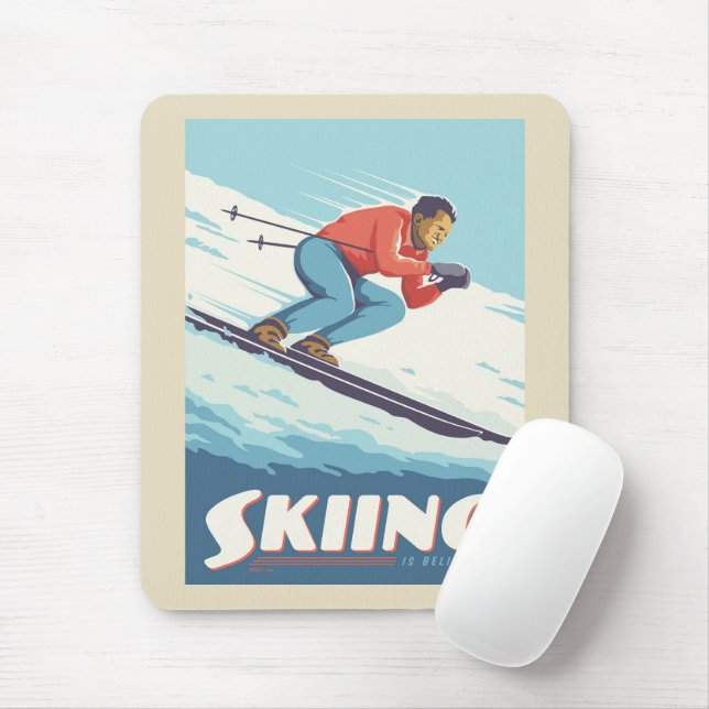Skiing tror att Retro-utskrift kommer Musmatta (Med mus)