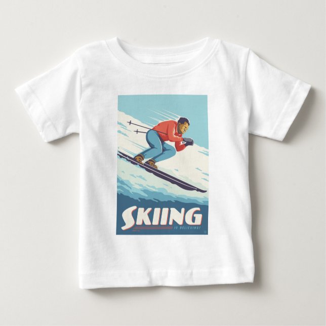 Skiing tror att Retro-utskrift kommer T Shirt (Framsida)