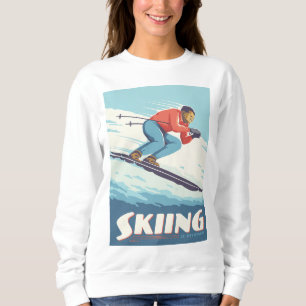 Skiing tror att Retro-utskrift kommer T Shirt