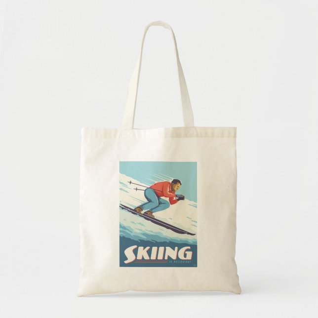Skiing tror att Retro-utskrift kommer Tygkasse (Framsidan)