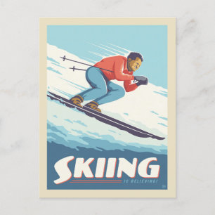 Skiing tror att Retro-utskrift kommer Vykort