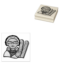 Skiing winter stämpel