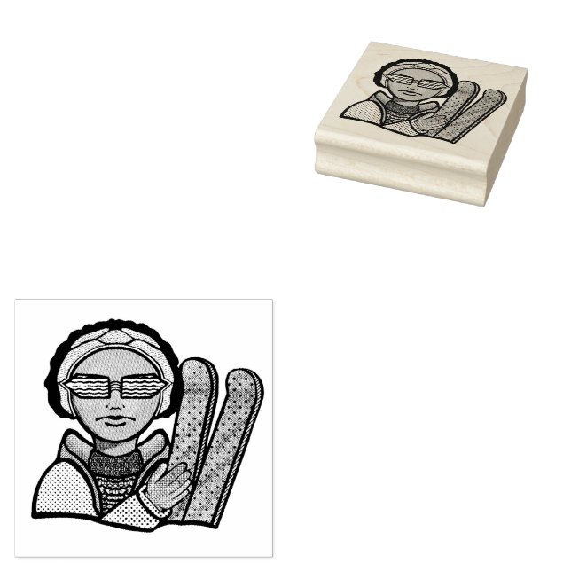 Skiing winter stämpel (Stämplad)