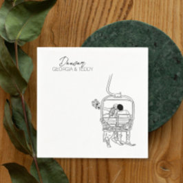 Skiing Winter Wedding cocktail napkin Pappersservett