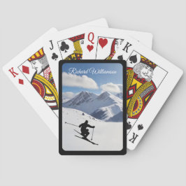 Skiing with Skier Silhouette - Personalize Casinokort