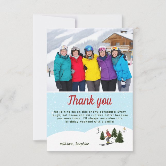 Skiing Women Ski Birthday Getaway Custom Photo Tack Kort (Framsida)