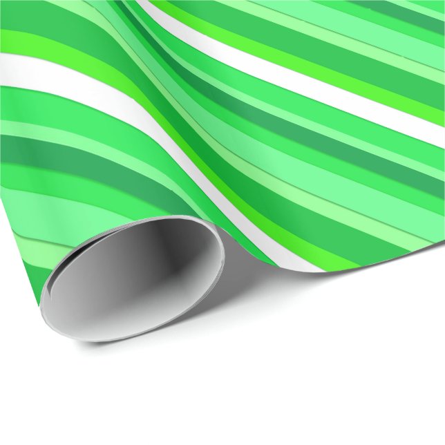 Skiktat kandy rand - emerald grönt och vitt presentpapper (Rullad Hörn)