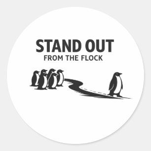Skilj Dig Från Flocken – Minimal Pingvin Motivat Runt Klistermärke