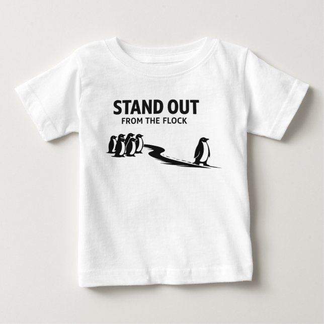 Skilj dig från flocken – Minimal pingvinmotivation T Shirt (Framsida)