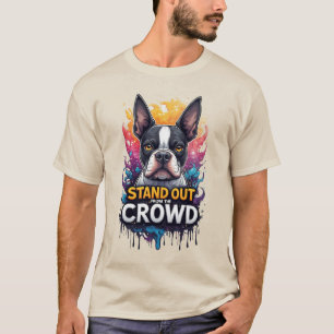 Skilj dig från mängden: Färgrik Boston Terrier T Shirt