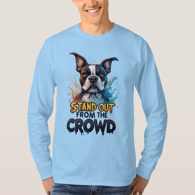 Skilj dig från mängden: Färgrik Boston Terrier T Shirt (Framsida)