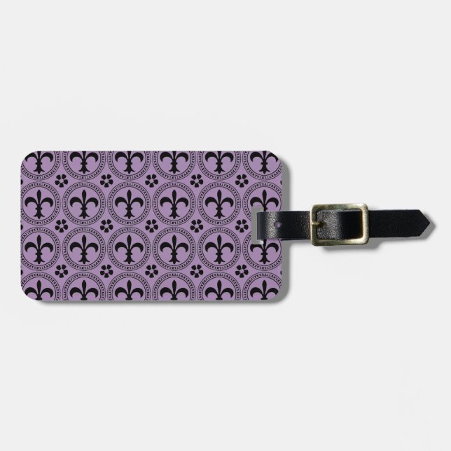 Skilj ditt språk med Violet Fleur-de-Lis Bagagebricka (Horisontell Framsida)