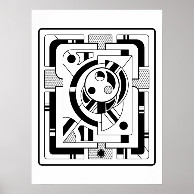 Skiljefall med minimal Abstrakt Geometric Line Art Poster (Framsidan)