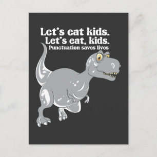 Skiljetecken räddar liv Grammar Dino Dinosaurs Vykort