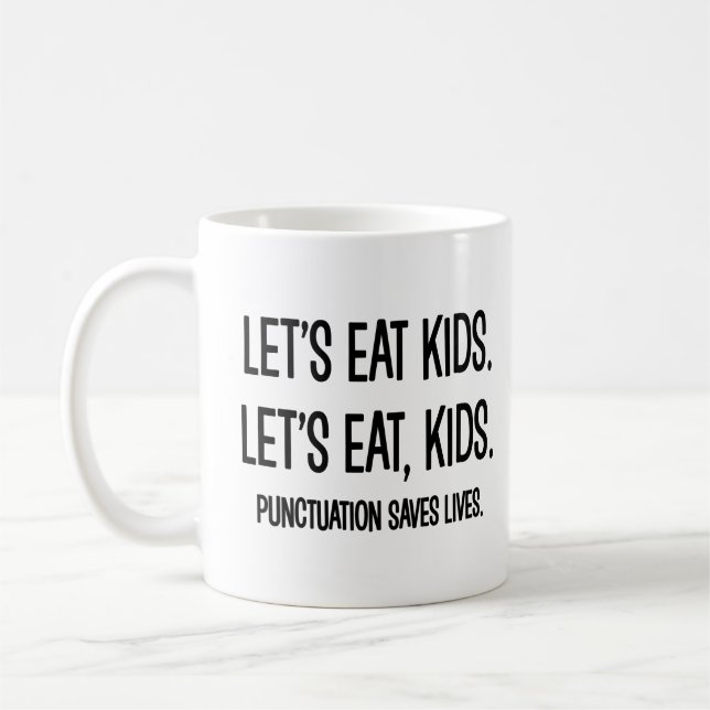 Skiljetecken sparar liv Grammar Funny Kaffemugg (Vänster)