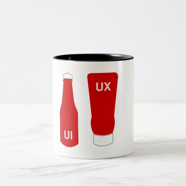 Skillnad mellan UX och UI Ketchup Två-Tonad Mugg (Center)