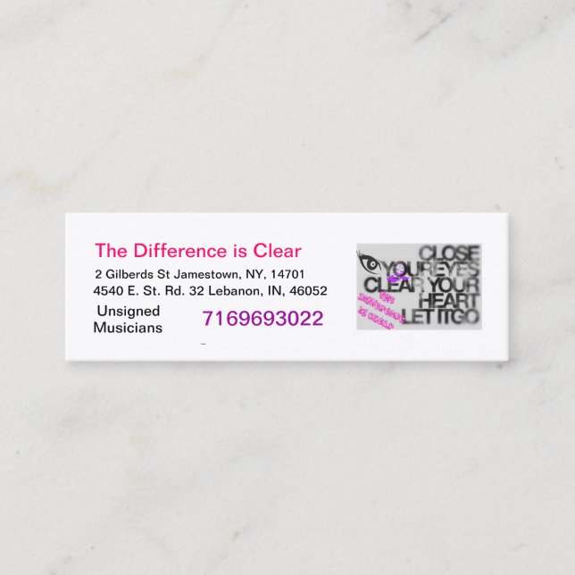 Skillnaden är klara visitkortar mini visitkort (Framsida)