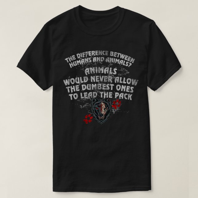 Skillnaden mellan människa och djur t shirt (Design framsida)