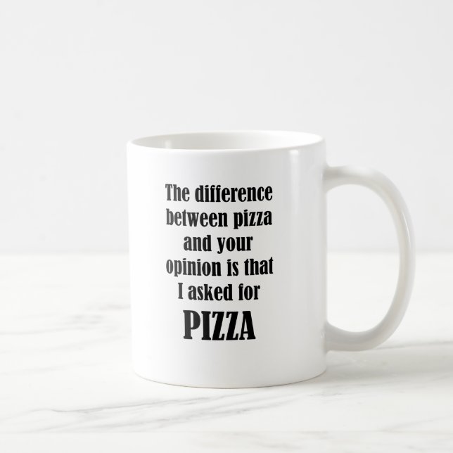 Skillnaden mellan Pizza och din åsikt Kaffemugg (Höger)