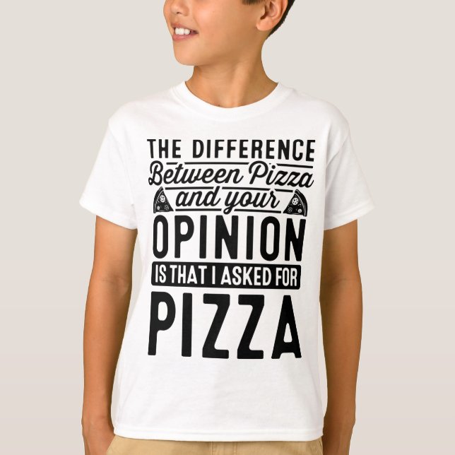 Skillnaden mellan Pizza och du Pizza Älskare I T Shirt (Framsida)