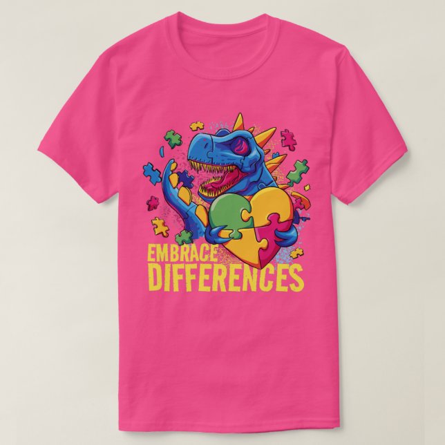 Skillnader i autism Dinosaur TRex Kids cut T Shirt (Design framsida)