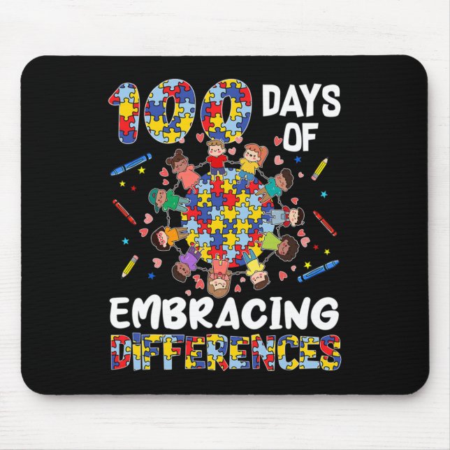 Skillnader i Cute Autism Awareness Embrace 100 dag Musmatta (Framsidan)