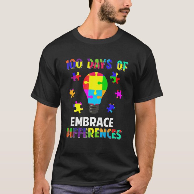 Skillnader i ökning 100 dagar av autismmedvetenhet t shirt (Framsida)