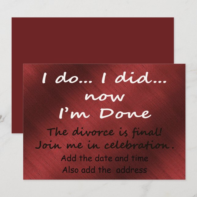 Skilsmässan är slutlig inbjudningar (Fram/baksida)