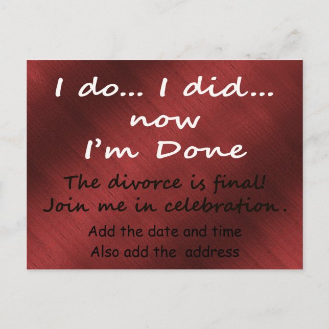 Skilsmässan är slutlig vykort (Framsida)