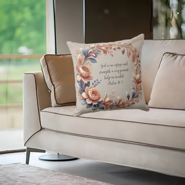 Skimbar persika och blå Anpassade, bibelverse Kudde (Skapare uppladdad)